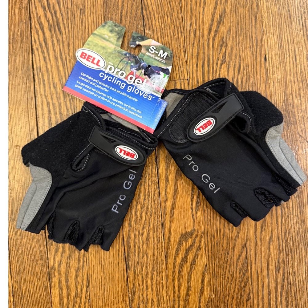 Bell Pro Gel Cycling Gloves Black Grey Fingerless Padded Palm Adult S-M New